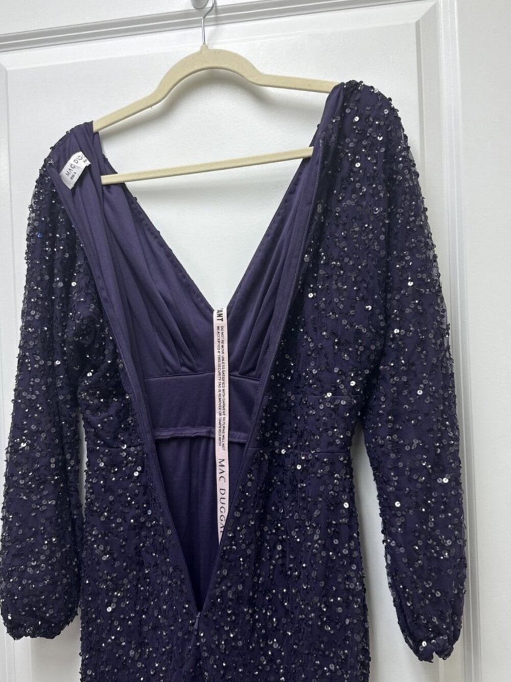 Mac Duggal Size 4 Purple 10791 Sequined Long Sleeve Column Gown Dress Formal NWT - Picture 8 of 11